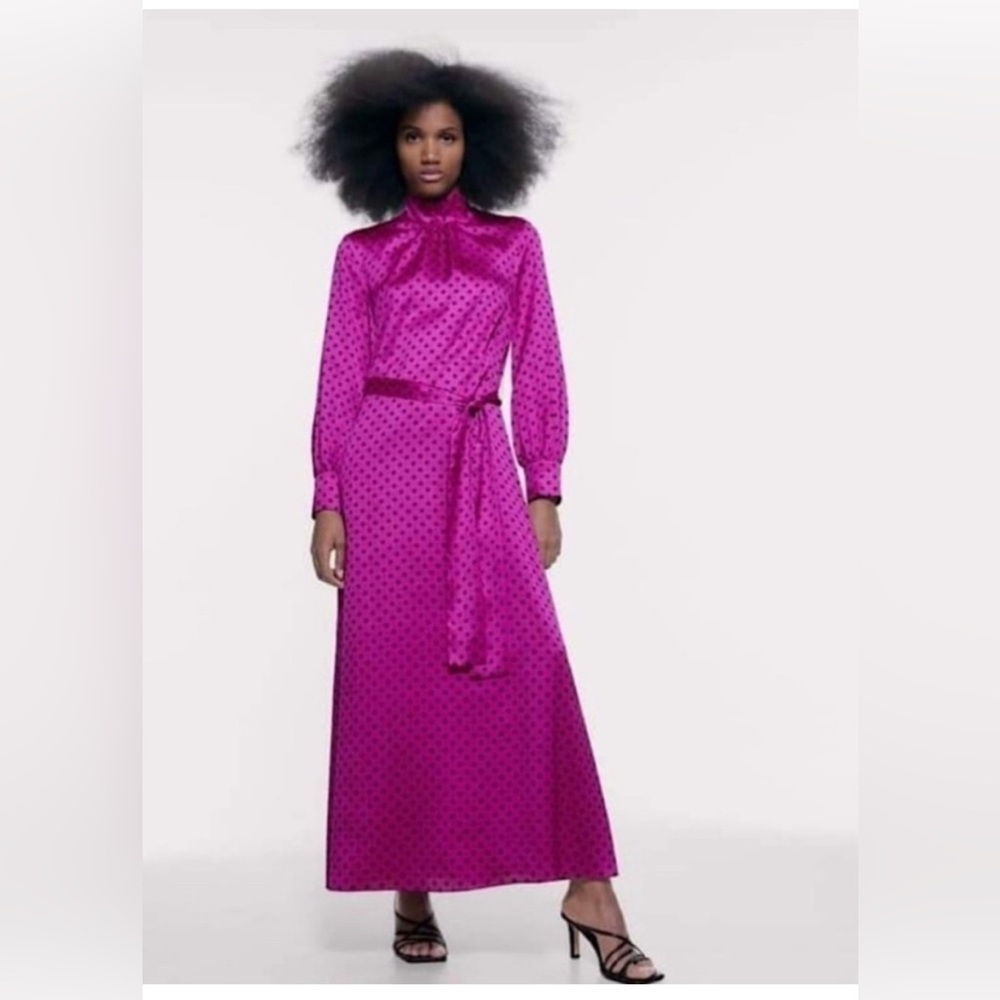 Zara Fuchsia Dress with Black Dots